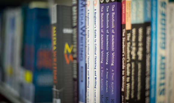 Close up of a row of books in the 33Ƶ library